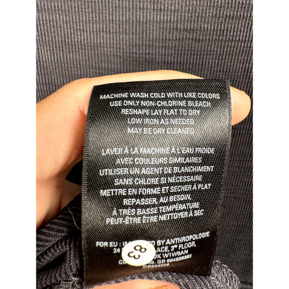 Anthropologie Maeve Black Stretch Modal Faux Wrap Flounce Skirt Classic Dress - Picture 9 of 10